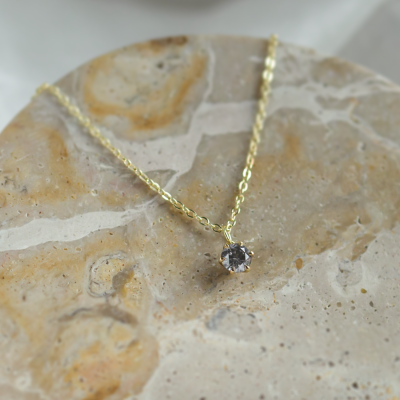 Minimalist gold pendant with salt and pepper diamond SALO