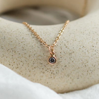 Gold pendant with bezel salt and pepper diamond SAND