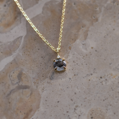 Salt and pepper and classic diamond pendant SPARK
