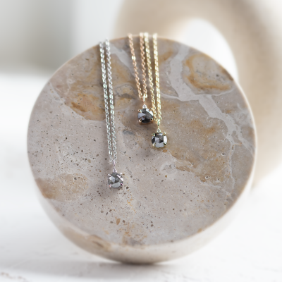Salt and pepper and classic diamond pendant SPARK