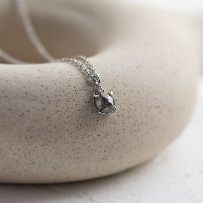 Salt and pepper and classic diamond pendant SPARK
