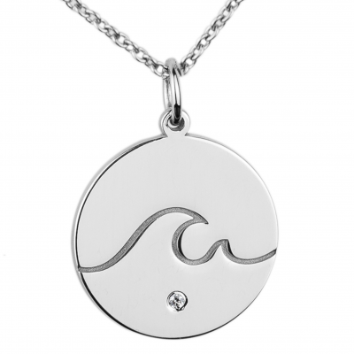 Silver pendant with a diamond SURF