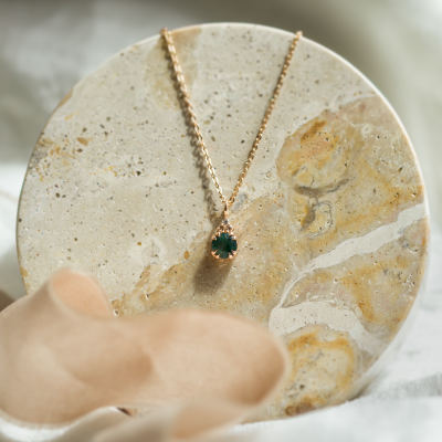 Gold moss agate and diamond pendant TALI