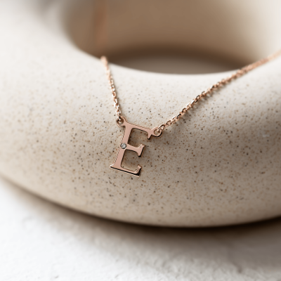 Zlatý náhrdelník s písmenkem a diamantem VERTE