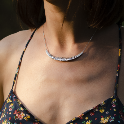 Silver necklace with gilded details VIKE