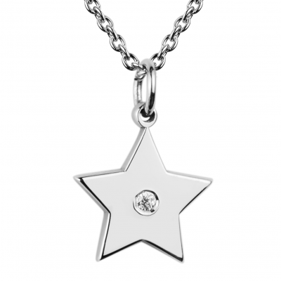 VIVIAN Silver star pendant with a diamond