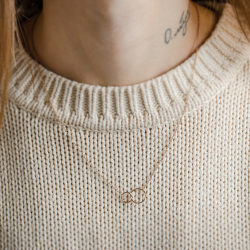 Minimalist gold necklace with rings VOVET