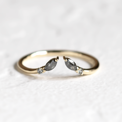 Gold open ring with salt and pepper diamonds ADA