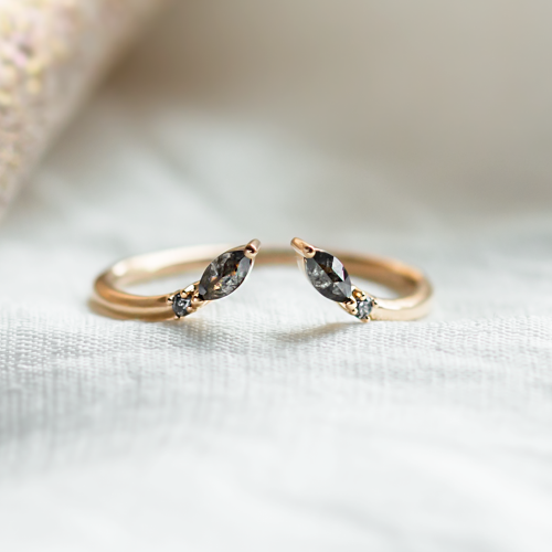 Gold open ring with salt and pepper diamonds ADA
