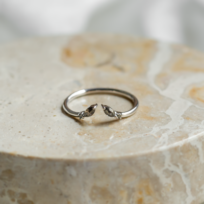 Gold open ring with salt and pepper diamonds ADA