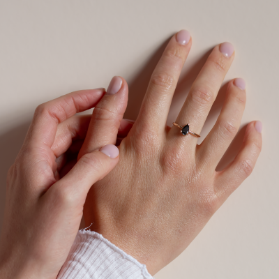 Green lab grown pear diamond engagement ring ALESSA