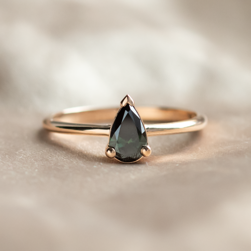 Green lab grown pear diamond engagement ring ALESSA