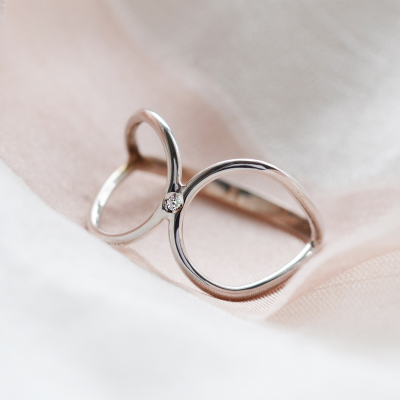 Minimalistický dvojitý prsten s diamantem ALICE
