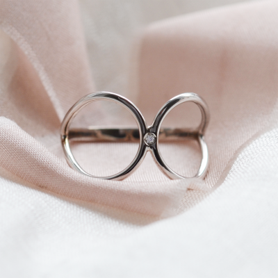 Minimalistický dvojitý prsten s diamantem ALICE