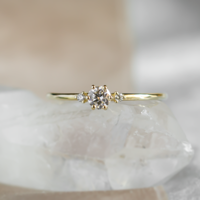 Gold engagement ring with diamonds ALICIA