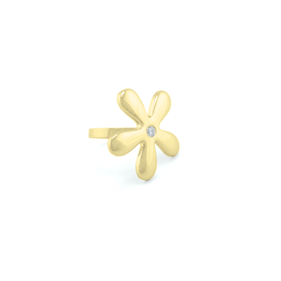 Nevšední stříbrný/zlatý květinový prsten s diamantem ALVDAL