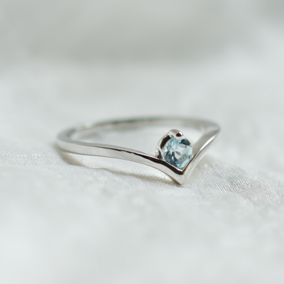 Gold aquamarine ring AMY