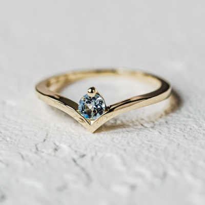 Gold aquamarine ring AMY