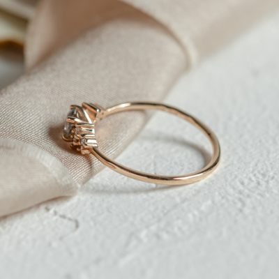 Elegant engagement ring with salt and pepper diamond ANGELA