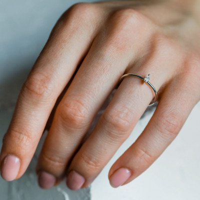 Minimalist engagement ring with marquise diamond ANTOINETTA