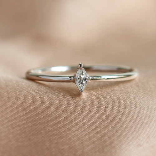 Minimalist engagement ring with marquise lab created diamond ANTOINE