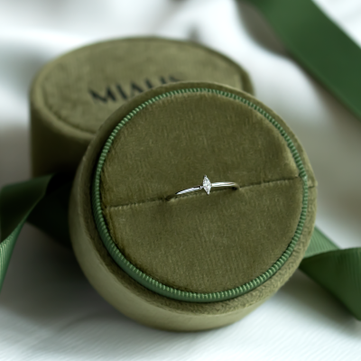 Minimalist engagement ring with marquise lab created diamond ANTOINE