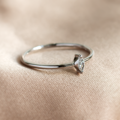 Minimalist engagement ring with marquise lab created diamond ANTOINE
