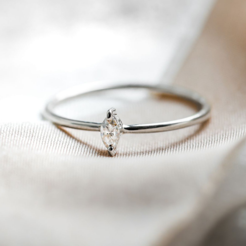 Minimalist engagement ring with marquise diamond ANTOINETTA