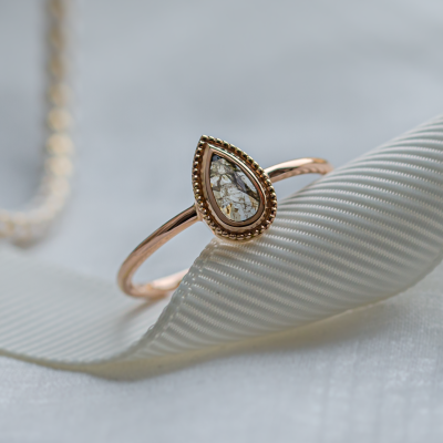 Ring with in vintage style with salt and pepper diamond ANTONIA