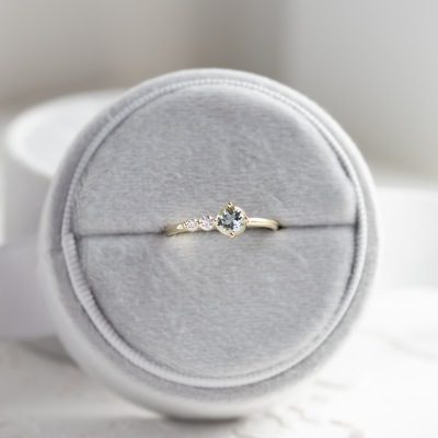 Romantic ring with aquamarine and diamonds AQUA