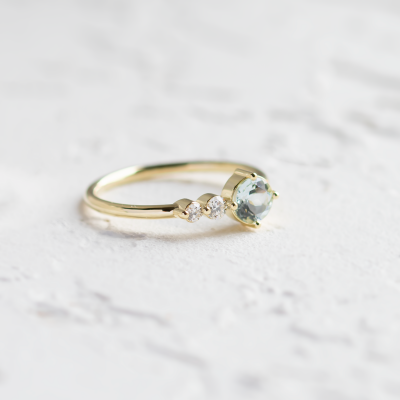 Romantický prsten s akvamarínem a diamanty AQUA