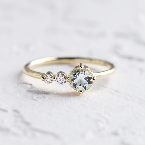 Romantický prsten s akvamarínem a diamanty AQUA