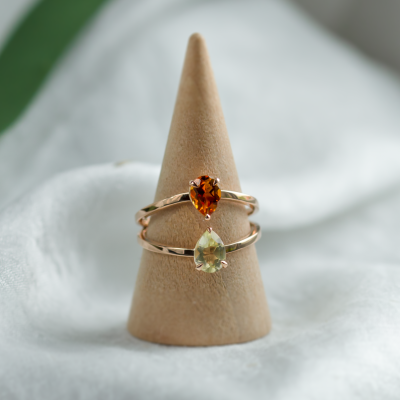 Toi et Moi ring with citrine and lemon quartz ASTRA