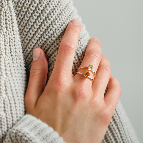 Toi et Moi ring with citrine and lemon quartz ASTRA