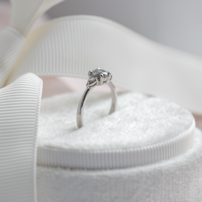 Unique engagement ring with salt and pepper diamonds AURE