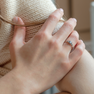 Unique engagement ring with salt and pepper diamonds AURE