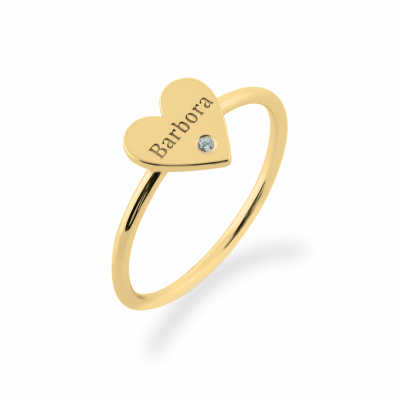 Zlatý prsten s gravírem a diamantem BELE