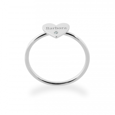Stříbrný prsten s gravírem a diamantem BELE
