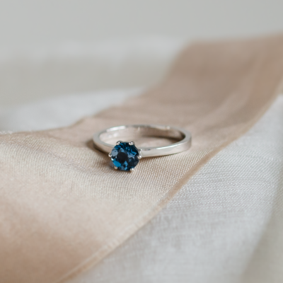 Engagement ring with london blue topaz BLAINN