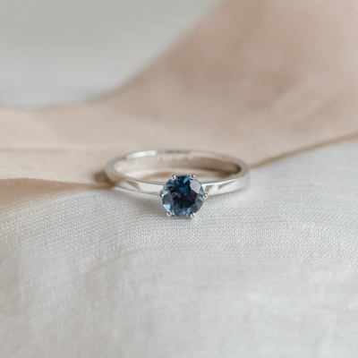 Engagement ring with london blue topaz BLAINN
