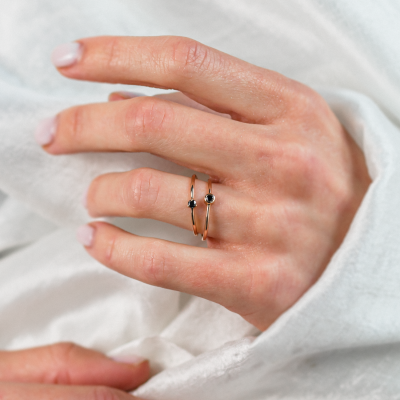 Minimalist ring with black diamond BLAIZE