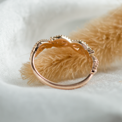 Twisted vintage gold ring with diamonds BRAID