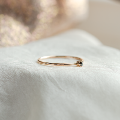 Gold minimalist ring with black diamond BRUNO