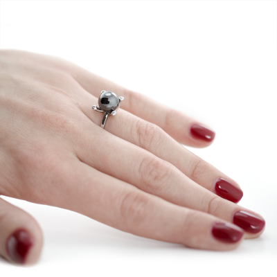Zlatý prsten s hematitem a diamanty BURAS