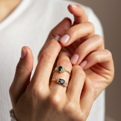 Cluster lab grown anniversary ring for her VAIANA