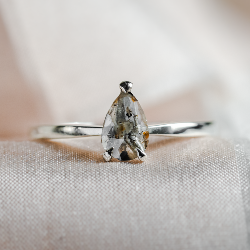 Pear salt'n'pepper diamond ring CARMELO