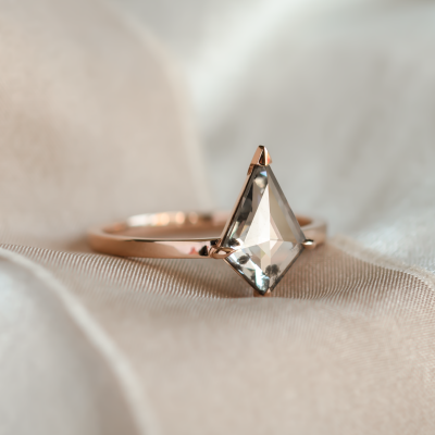 Unique kite salt and pepper diamond engagement ring CASEY