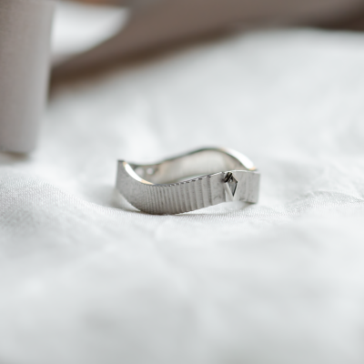 Pánský prsten s kite salt and pepper diamantem CHARLIE
