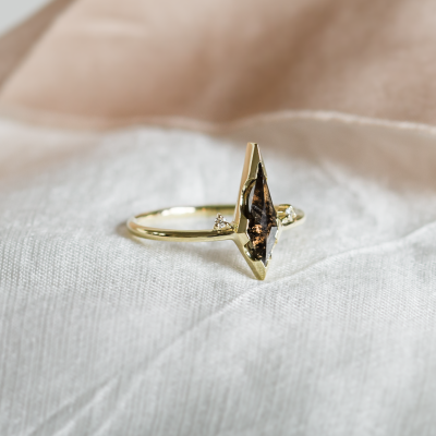 Alternative engagement ring with salt and pepper diamond CHLOE