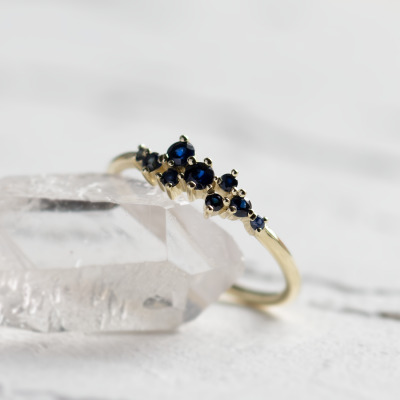 Gold cluster ring with sapphires CLARA